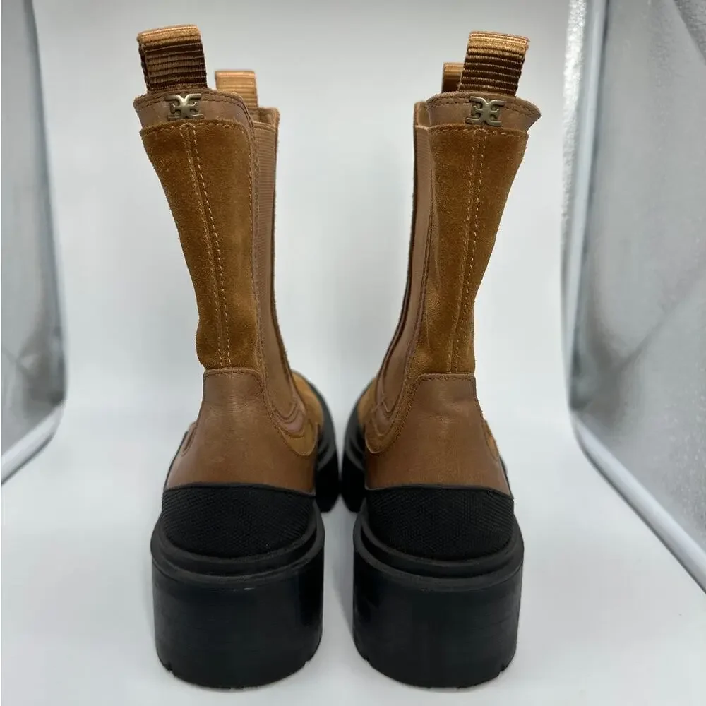 Sam Edelman Lulia Chelsea Boots Camel Suede Brown Water Resistant Sz 7 Pull On - Picture 5 of 10